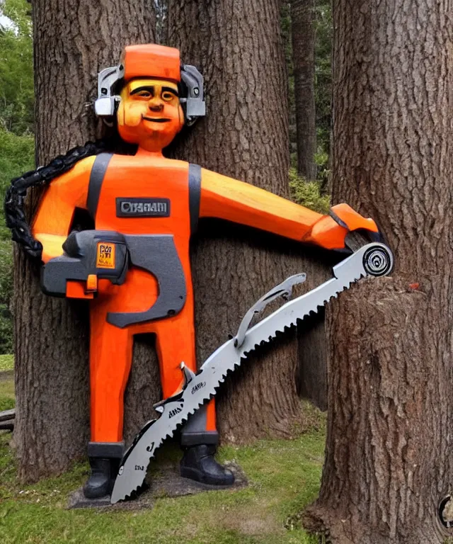 Image similar to Large chainsawheaded man-semichainsaw with chainsaws instead of hands dressed in chainsaws. Extremely high detailed, fine details, realistic, solo, masterpiece, art