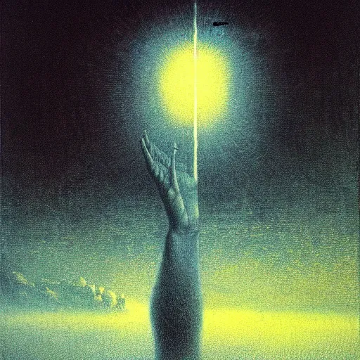 Image similar to hundreds flying birds, shining light, by beksinski, shining light, strong perspective, clear geometry, architecture, Award winning. Masterpiece, detailed illustration