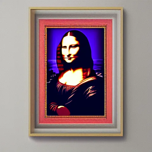 Prompt: mona lisa in synthwave style made by Dan Mumford