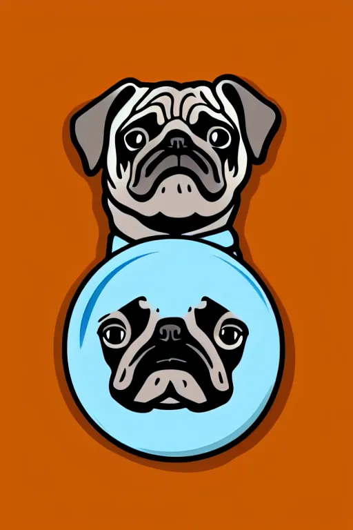 Image similar to Pug as a planet, sticker, colorful, illustration, highly detailed, simple, smooth and clean vector curves, no jagged lines, vector art, smooth