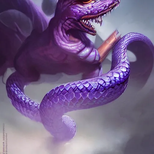 Prompt: a violet snake-head female assassin, snake!, snake-head!, violet theme, epic fantasy digital art, fantasy style art, by Greg Rutkowski, fantasy hearthstone card art style