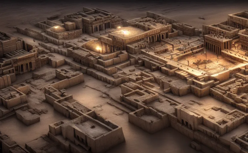 Image similar to inside an ancient egyptian inspired kingdom city with people walking around, highly detailed, 8 k, hdr, award - winning, octane render, artstation