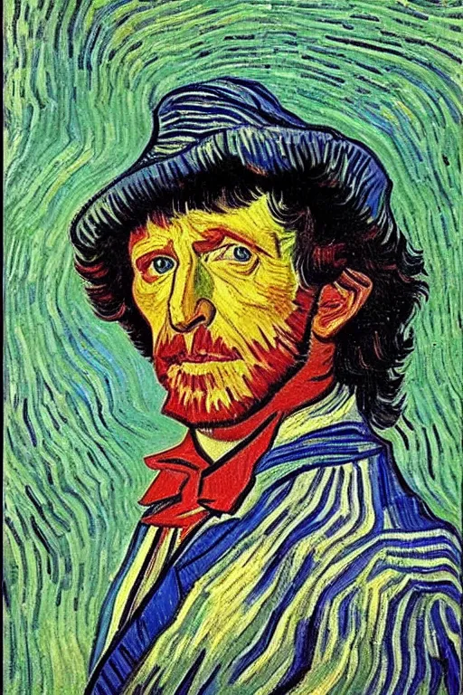 Prompt: Fourth Doctor portrait by Vincent Van Gogh