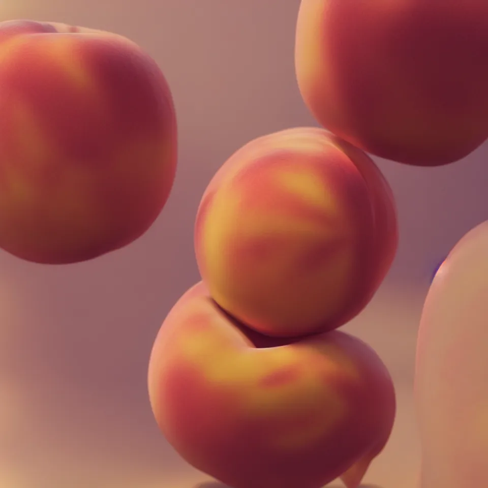 Prompt: A human-like juicy peach, if was made of pale human skin. Close-up. Octane Render, Trending on artstation. Bokeh.