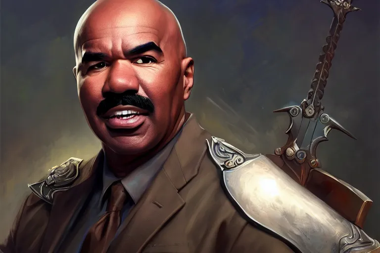 Prompt: portrait of steve harvey with a broadsword, fighting a zombie horde, charlie bowater, artgerm, ilya kuvshinov, krenz cushart, ruan jia, realism, ultra detailed, 8 k resolution