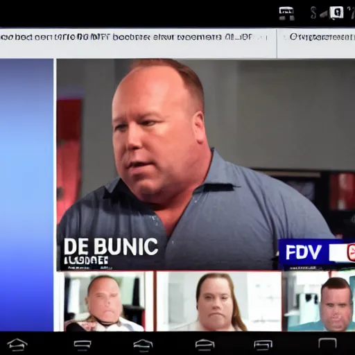 Prompt: screengrab of overweight alex jones on my 6 0 0 - lb life