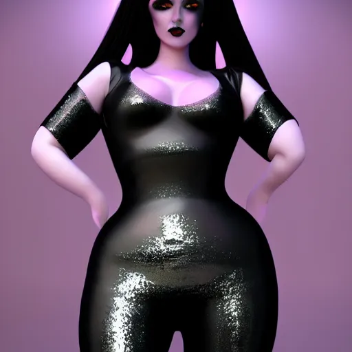 Prompt: a curvy feminine pale goth cutie with a thin waist in a purple regal tight seductive leather sequined outfit, cgsociety, photorealistic, sublime-comforting ambience, 16k, smooth, sharp focus, trending on ArtStation, volumetric lighting, fully clothed, worksafe