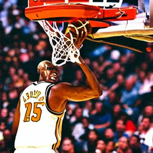 Image similar to A NBA photograph of Venom slam dunking with flames coming from the basket