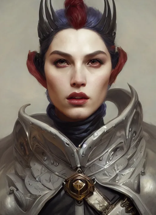 Prompt: royal mge demon half human, elegant, wearing a bomber jacket, armor, hyper realistic, white horns, extremely detailed, dnd character art portrait, fantasy art,, dramatic lighting, vivid colors, artstation, by edgar maxence and caravaggio and michael whelan and delacroix, lois van baarle and bouguereau