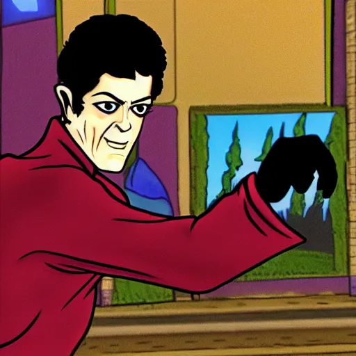 Prompt: lou reed pointing at viewer, cdi style no shading cdi zelda