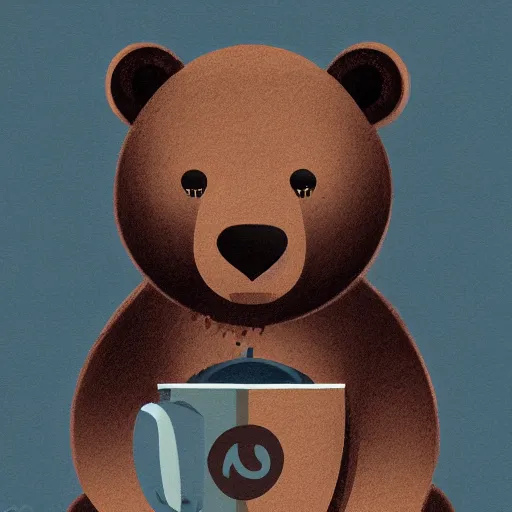 Prompt: an bear drinking tea illustration 8 k trending on artstation - w 8 7 6