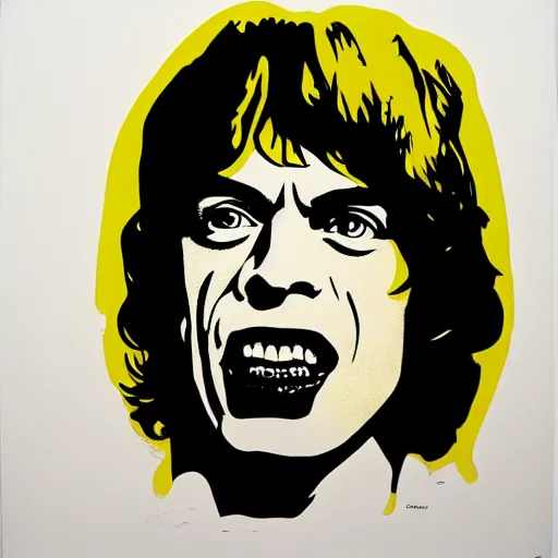 Image similar to individual young mick jagger silk screen butcher billy style