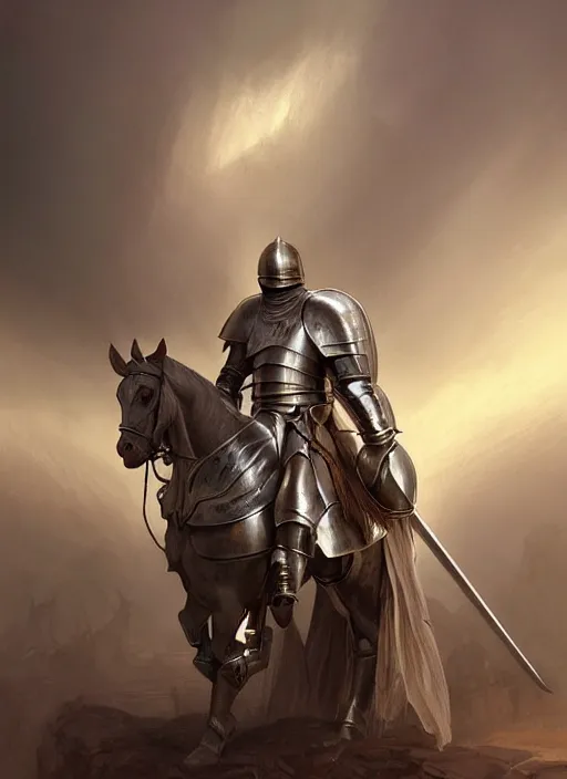 Prompt: handsome male knight in armor, emotional screaming!! murky sandy dusty atmosphere, wind blowing, portrait, fairytale, physical mental perfection, symmetrical! intricate, romanticism, highly detailed, biblical divine holy perfection!! digital painting, artstation, concept art, smooth, sharp focus, by artgerm and greg rutkowski and alphonse mucha