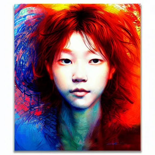 Image similar to a simple centered portrait of a. an award winning yoshitaka amano digital art poster color painting. a masterpiece by james gurney. poster colour on canvas.