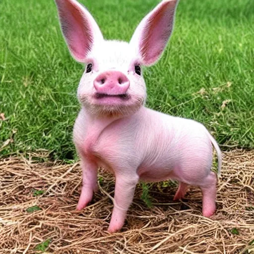 Image similar to half miniature pig, half bunny, baby animal, cute, adorable