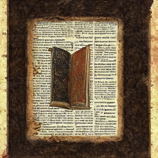 Prompt: antique medieval book pages, beautiful texture, oil on canvas with thick brushstrokes, digital art trending on artstation