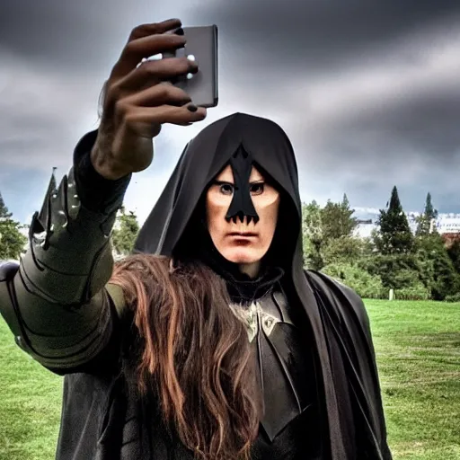 Prompt: sauron taking a selfie with the ring