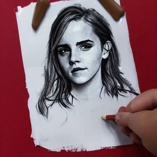 Prompt: emma watson draw with chocolate and icing.