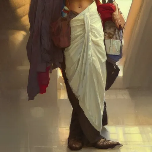 Image similar to Anxious good looking pale young Indian doctors wearing American clothes at the airport, portrait, elegant, intricate, digital painting, artstation, concept art, smooth, sharp focus, illustration, art by artgerm and greg rutkowski and alphonse mucha