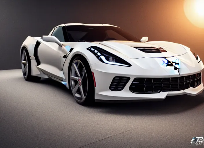 Prompt: hyperrealism, detailed textures, photorealistic 3 d render, a photorealistic futuristic 2 0 3 9 corvette stingray concept car with a blazing pearl white colour scheme, sharp focus, ultra realistic, ultra high pixel detail, cinematic, intricate, cinematic light, concept art, illustration, art station, unreal engine 8 k