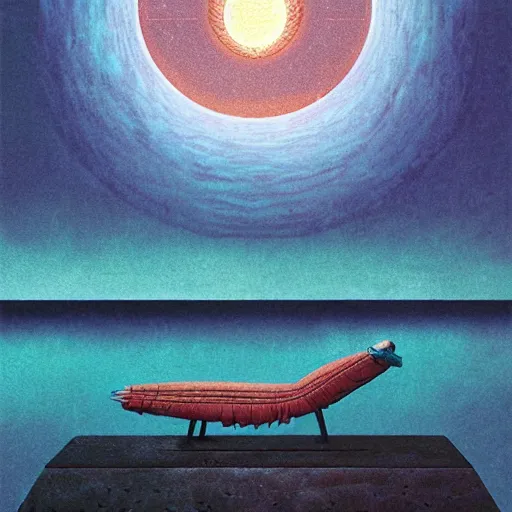 Image similar to ancient boring symetrical sea circle falcon chaise recipe tangerine, by beksinski and vincent di fate and beeple, synthwave, 2 0 megapixels, black velvet painting