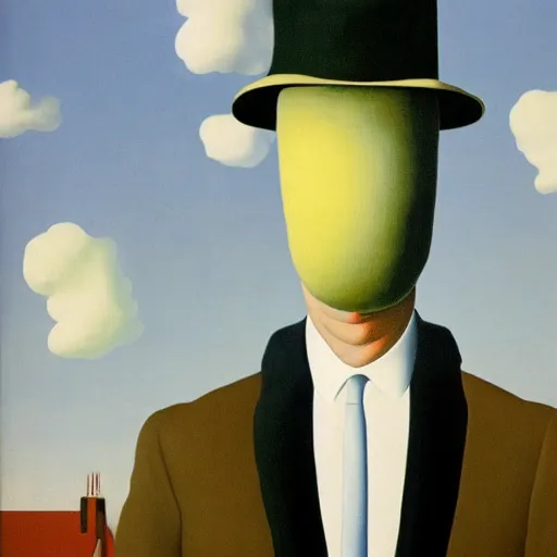 Image similar to unpleasant, painted by rene magritte