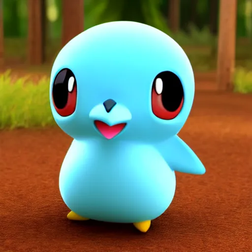 Prompt: nymph render of a very cute 3d piplup pokemon, adorable eyes, cute smile, full round face, bright sunny time, serene forest setting, medium shot, mid-shot, highly detailed, trending on Artstation, Unreal Engine 4k