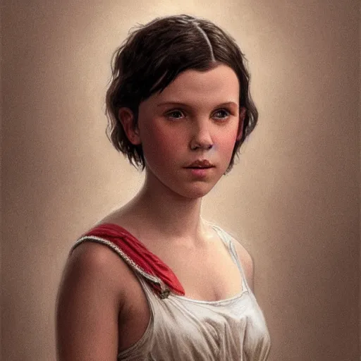 Prompt: millie bobby brown, traditional corsican, intricate, highly detailed, artstation, illustration, jurgens, rutkowski, bouguereau