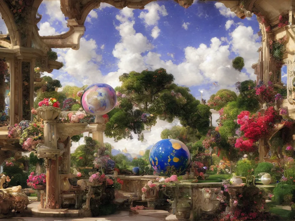 Prompt: the universe is a spheroid region 7 0 5 meters in diameter, 3 d render, sunlight study, art nouveau, by jan davidz de heem and ( ( ( john william waterhouse ) ) ) and ( ( ( ( ( lisa frank ) ) ) ) ), 8 k, sharp focus, octane render