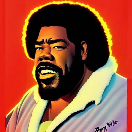 Image similar to barry white by clyde caldwell, ilya kuvshinov, rossdraw, very detailed