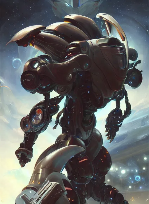 Prompt: a heroic reploid humanoid android faces off against a mechanical horror, cosmic horror painting, elegant intricate digital painting artstation concept art by mark brooks, keiji inafune, and brad kunkle detailed