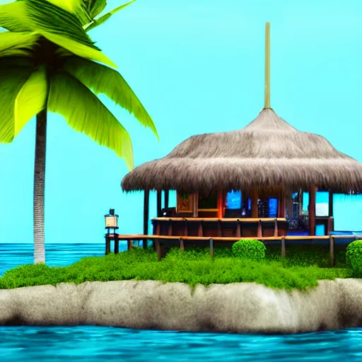 Prompt: a final fantasy styled restaurant, realistic, tropical, island, 8k, architecture ,Galdin Quay. real photo. f/11 34mm low iso