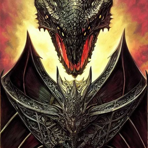 Image similar to The Black Dragon Mask D&D fantasy Item, art by Donato Giancola and James Gurney, digital art, trending on artstation