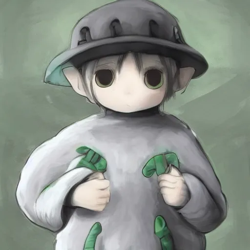 Image similar to little boy wearing sheep suit. white, gray, blue, green and brown pallet color. made in abyss art style, cute detailed artwork