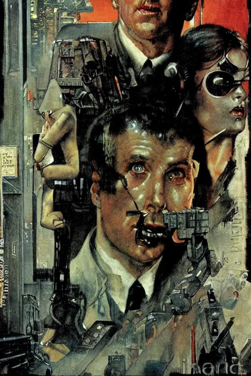 Image similar to blade runner painted by Norman Rockwell