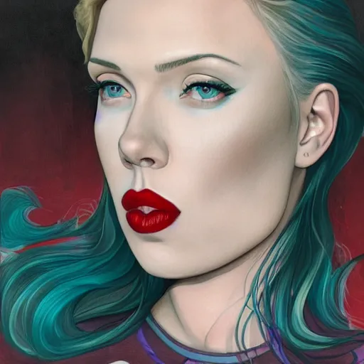 Image similar to Scarlet Johansson, painted by Martine Johanna