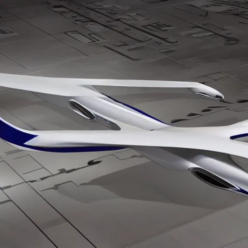 Prompt: an aircraft design in a collaboration between airbus and zaha hadid