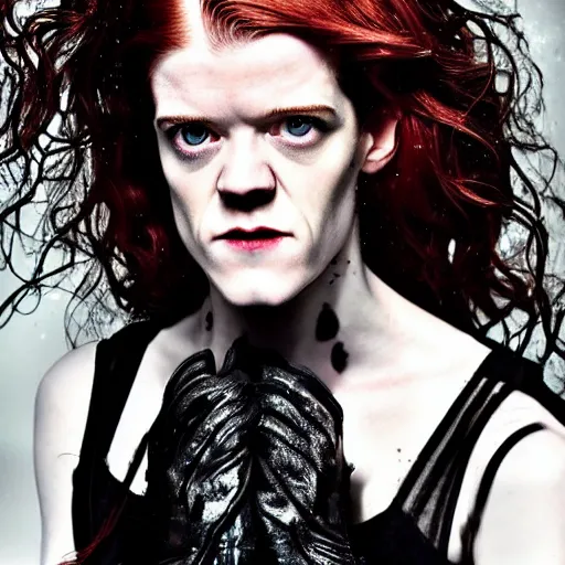 Prompt: rose leslie, medium shot, dripping water, sexy black shorts, wearing black boots, wearing a cropped top, 4 k quality, highly detailed, realistic, intense, cyberpunk