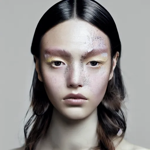 Prompt: a muted colors natural make-up portrait photograph, editorial story, Vouge Japan, editorial photography by Peter Gehrke