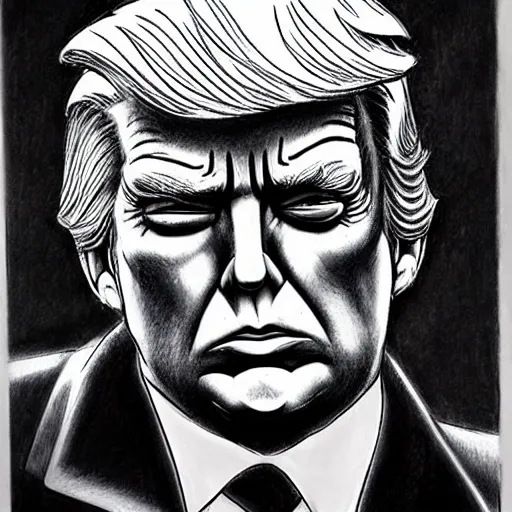 Image similar to pencil sketch of donald trump as a t - 8 0 0 terminator