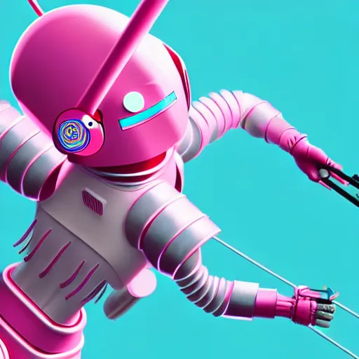 Image similar to a woman named yoshimi battles pink robots, illustrated, detailed, 4 k