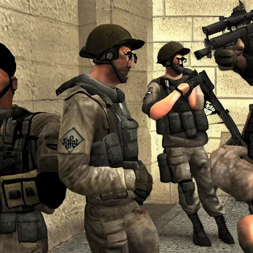 Prompt: IDF soldiers as characters in Counter Strike 1.6