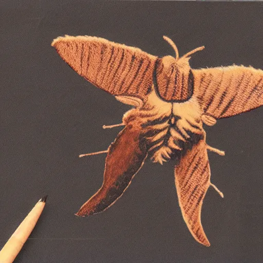 Prompt: yearbook photo of a giant moth, grainy picture, detailed, realistic