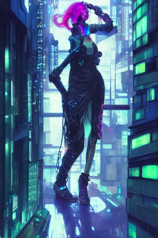 Image similar to portrait futuristic obnoxious cyberpunk young Berserker girl, in futuristic heavily raindrop tokyo rooftop cyberpunk night, ssci-fi, fantasy, intricate, very very beautiful, elegant, neon light, highly detailed, digital painting, concept art, human anatomy, soft light, hdri, smooth, sharp focus, illustration, art by WLOP and alphonse mucha and craig mullins and tian zi