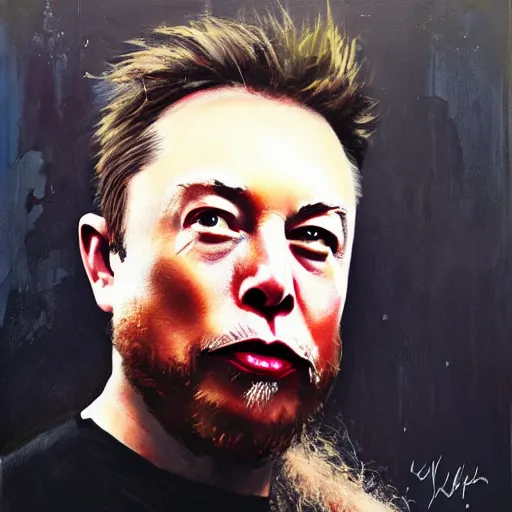 Image similar to chad chewbacca elon musk by jeremy mann, mixing, fusing, blending