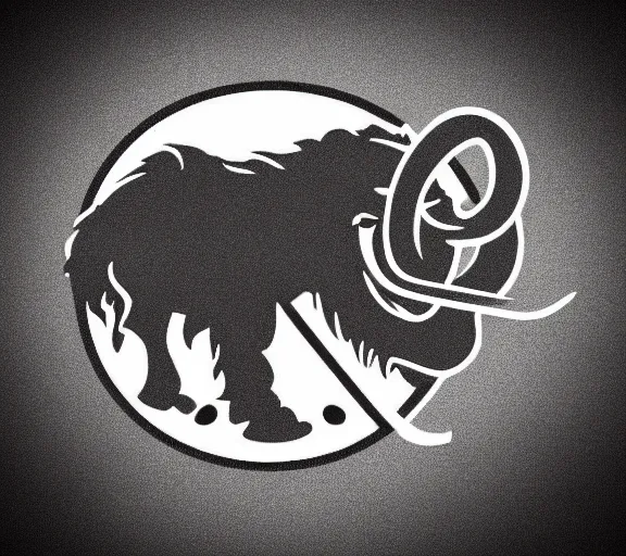 Prompt: angry energetic dynamic wooly mammoth!!! sports logo!!! black and white logo inspiration