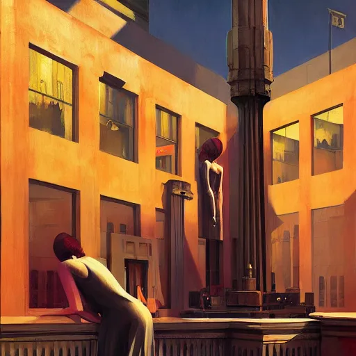 Image similar to Babylon berlin, very coherent, painted by Edward Hopper, Wayne Barlowe, painted by James Gilleard, airbrush, art by JamesJean