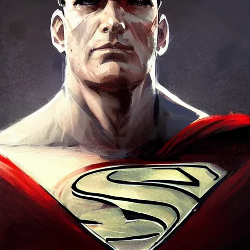 Image similar to portrait of a facist superman, epic, tragic, military art, fantasy, dieselpunk, hd shot, digital portrait, beautiful, artstation, comic style, by artgerm, guy denning, jakub rozalski, magali villeneuve and charlie bowater