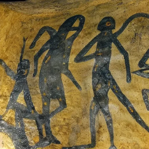 Image similar to cave painting of aliens