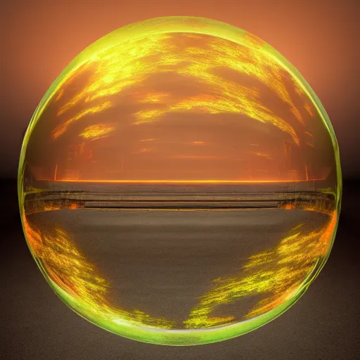 Image similar to fire and haze inside a transparent sphere, vray